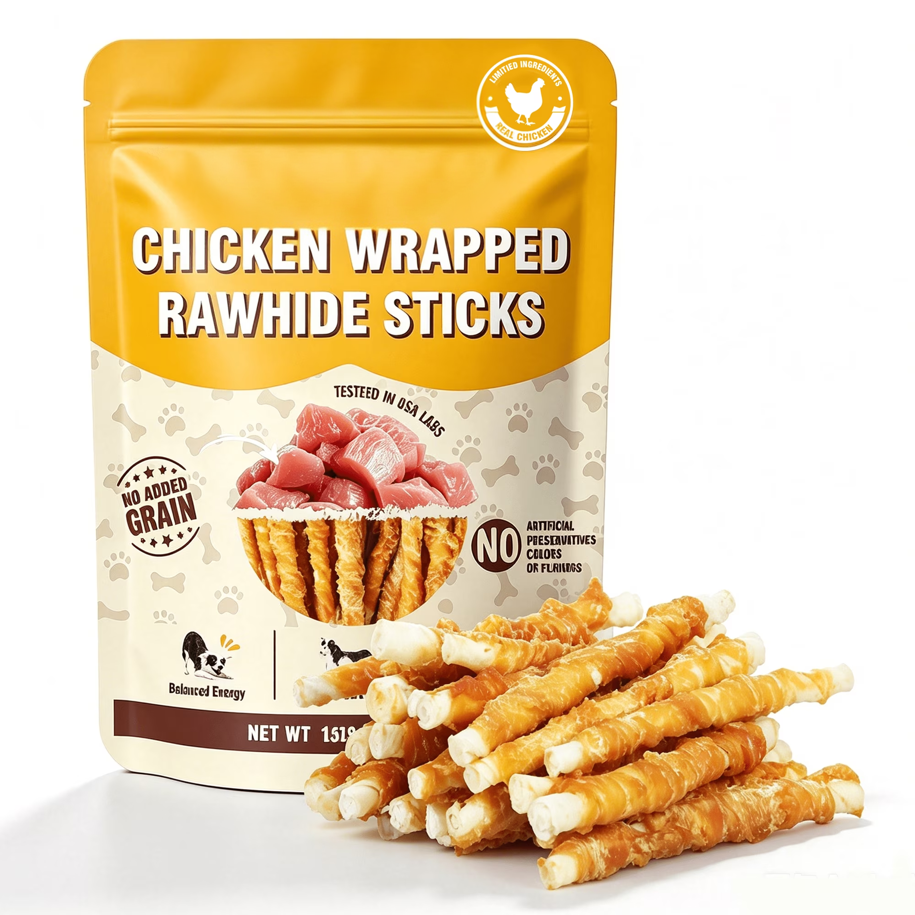 Chicken Wrapped Rawhide Sticks